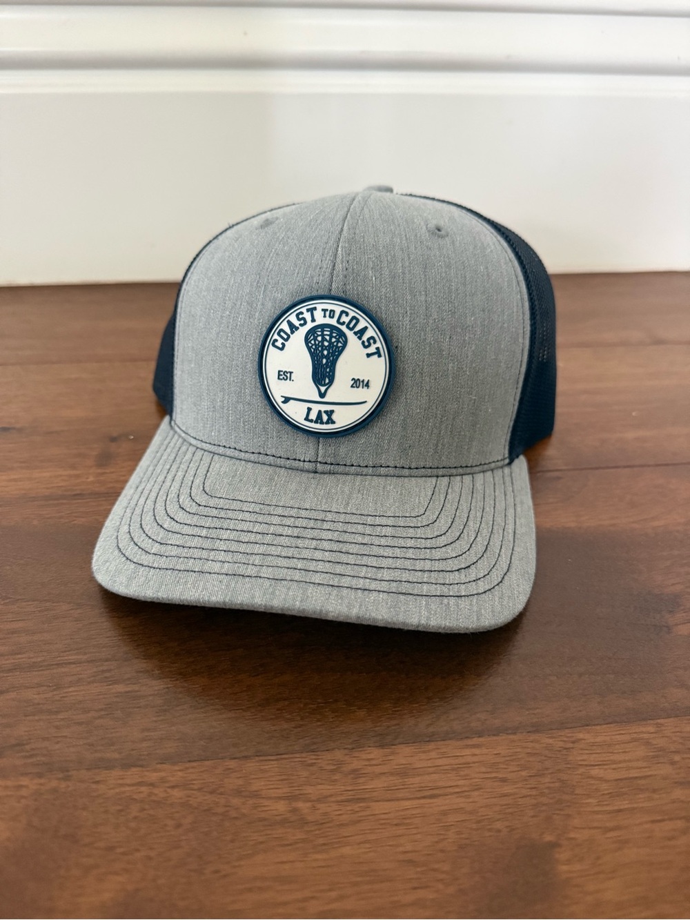 Coast to Coast Lacrosse Patch Richardson Trucker Hat - Grey & Navy